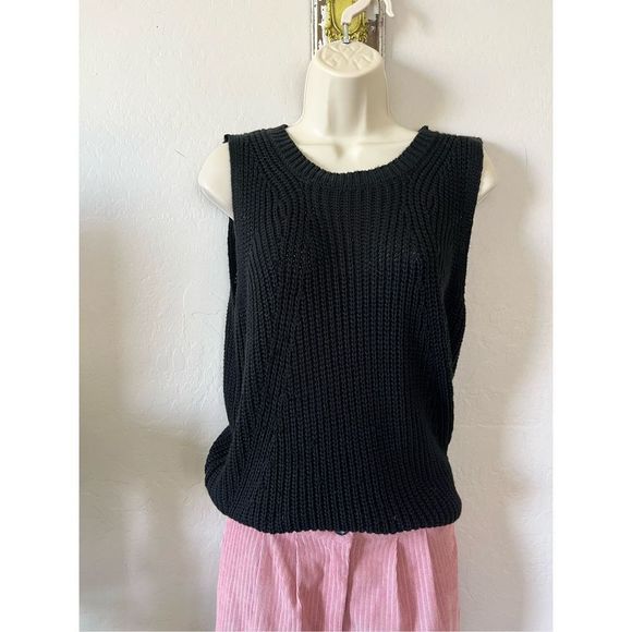 Chelsea & Theodore L black sleeveless sweater pullover scoopneck - Picture 12 of 12